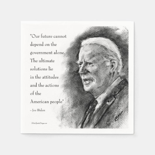 ジョーバイデン氏&引用文 スタンダードカクテルナプキン (正面)