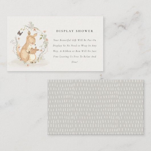 ジョーママカンガルーフローラディスプレイベビーシャワー エンクロージャーカード (正面/裏面)