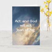 ジョーンオブアーク引用文とブルースカイ雲 カード (黄色い花)