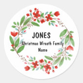 ジョーンズのクリスマスリースファミリー名 ラウンドシール (正面)