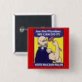 ジョー鉛管工、私達はボタンそれをしてもいいです 缶バッジ (正面&裏面)