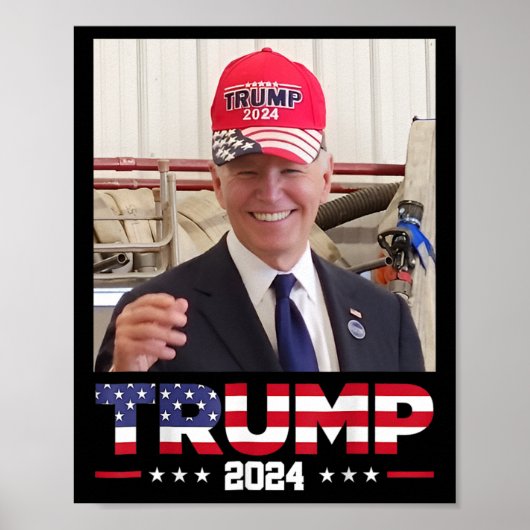 ジョー・バイデンがトランプの帽子をかぶっている ポスター (正面)