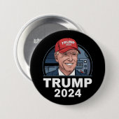 ジョー・バイデンがトランプの帽子をかぶっている 缶バッジ (正面&裏面)
