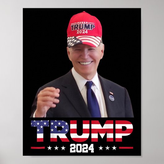 ジョー・バイデンがトランプの帽子をかぶっている 1 ポスター (正面)