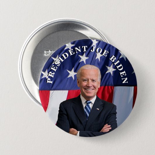 ジョー・バイデン氏大統領がRedに。白と青のマグネット 缶バッジ (正面&裏面)