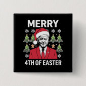 ジョー・バイデン クリスマス サンタ帽子 イースターおめでとう  缶バッジ (正面)