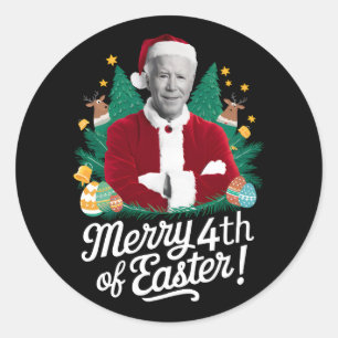 ジョー・バイデン クリスマス サンタ メリー イースターの4日目 Xmas ラウンドシール
