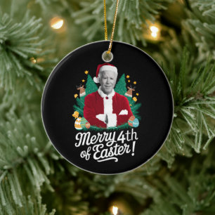 ジョー・バイデン クリスマス サンタ メリー イースターの4日 Xmas セラミックオーナメント