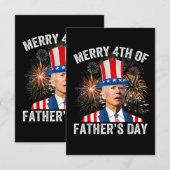 ジョー・バイデン　父の日と独立記念日おめでとう　面白い独立記念日 招待状 (正面/裏面)
