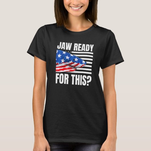 ジョー・リスト(Joe List) Ready For This サメ アメリカ国旗 グランジ Tシャツ (正面)