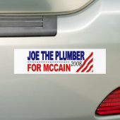 ジョーMcCainのための鉛管工 バンパーステッカー (車上)