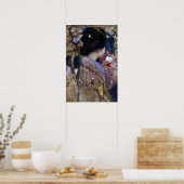 ジョ日本のージ・ヘンリーの扇子を持つ女性 ポスター (キッチン)