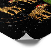 ジラフのサンタスレイが飛ぶ面白い魔法のクリスマス ポスター (角)