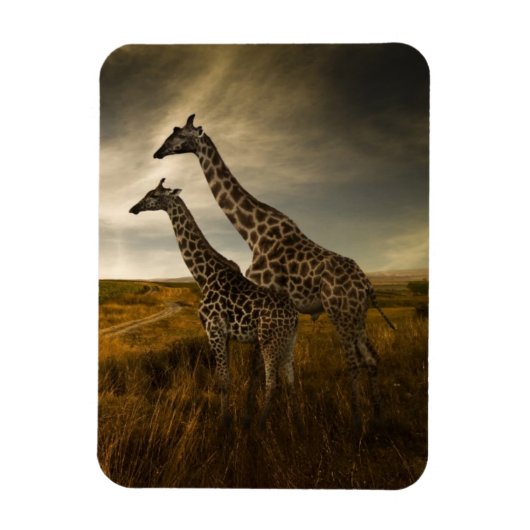 ジラフィーと風景 マグネット (縦)