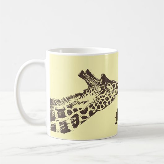 ジラフェスイラストレーション淡い色のイエローマグ コーヒーマグカップ (左)