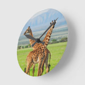 ジラフェス二頭 ラウンド壁時計 (傾斜)