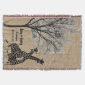 ジラフェス・カップルパーソナライズされた・ラヴ結婚ィーズ・ギフト スローブランケット (正面)