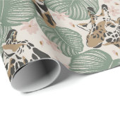 ジラフ地球トーンヴィンテージインスパイア ラッピングペーパー (ロールコーナー)