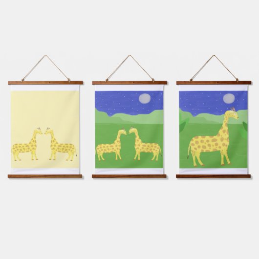 ジラフ絵画ェの芸術 吊り下げ型タペストリー (トリプル)