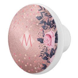 ジリエバーロッジョルブルーピンクフローラモノグラム セラミックノブ