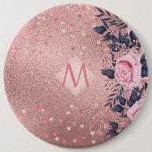 ジリエバーロッジョルブルーピンクフローラモノグラム 缶バッジ (正面)