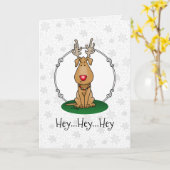 ジリンおもしろいグこの赤い鼻トナカイ犬かわいい カード (黄色い花)