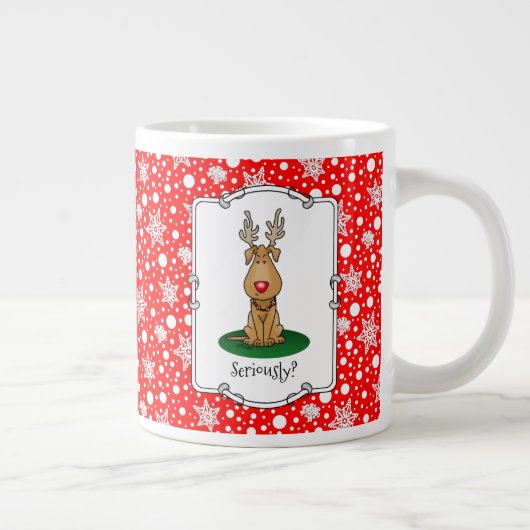 ジリンおもしろいグこの赤い鼻トナカイ犬かわいい ジャンボコーヒーマグカップ (右)
