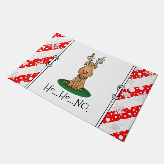 ジリンおもしろいグこの赤い鼻トナカイ犬かわいい ドアマット (アングル)