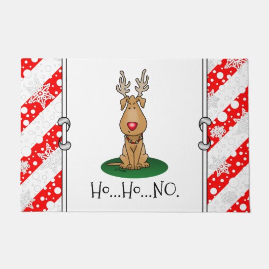 ジリンおもしろいグこの赤い鼻トナカイ犬かわいい ドアマット (正面)