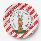 ジリンおもしろいグこの赤い鼻トナカイ犬かわいい ペーパープレート (正面)