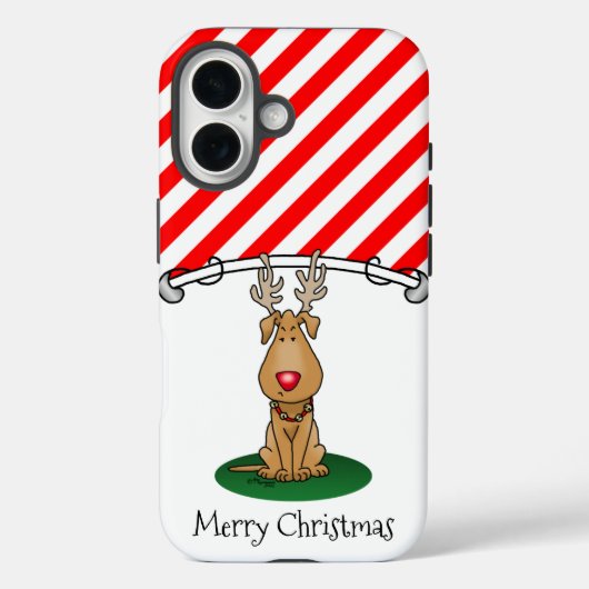 ジリンおもしろいグこの赤い鼻トナカイ犬かわいい Case-Mate iPhoneケース (裏面)