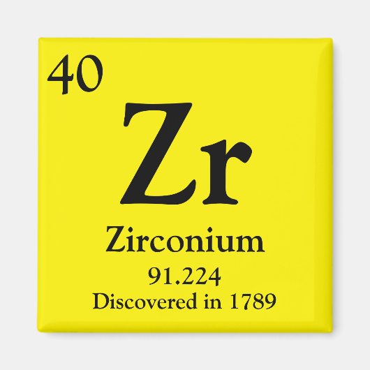 ジルコニウム周期表 マグネット (正面)