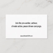 ジル・スタイン人民惑星平和キャンペーン コーリングカード (裏面)