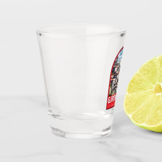 ジロカスターアルバニアトラベルアートヴィンテージ ショットグラス (左)