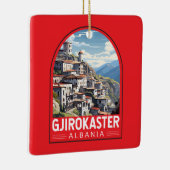 ジロカスターアルバニアトラベルアートヴィンテージ セラミックオーナメント (右)
