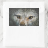 ジロジカルな灰色の狼の目ワイルドライフアート 長方形シール (バッグ)