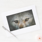 ジロジカルな灰色の狼の目ワイルドライフアート 長方形シール (封筒)