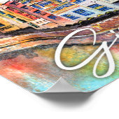 ジローナスペイン水絵を描色の旅行 ポスター (角)