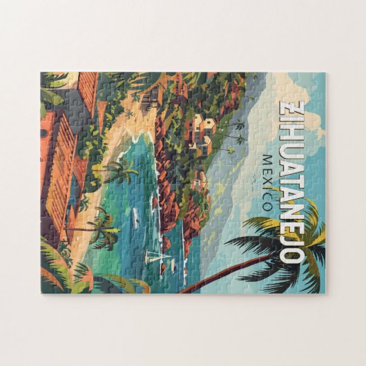 ジワタネジョメキシコトラベルアートヴィンテージ ジグソーパズル (横)