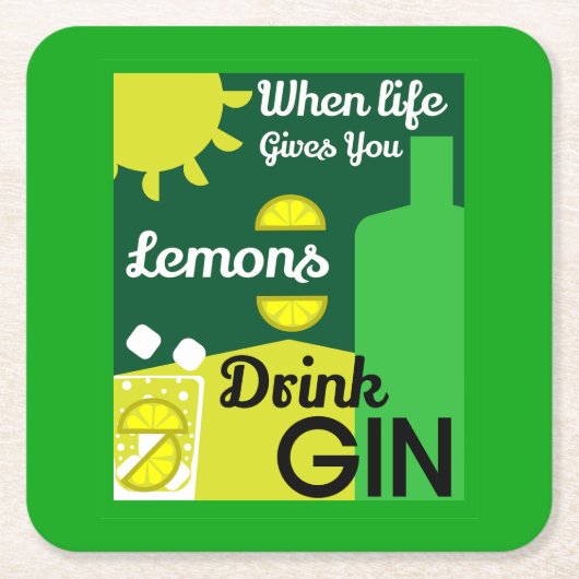 ジンを愛する人 | ジン好き | インテリア | ジンを提供するバー スクエアペーパーコースター (正面)