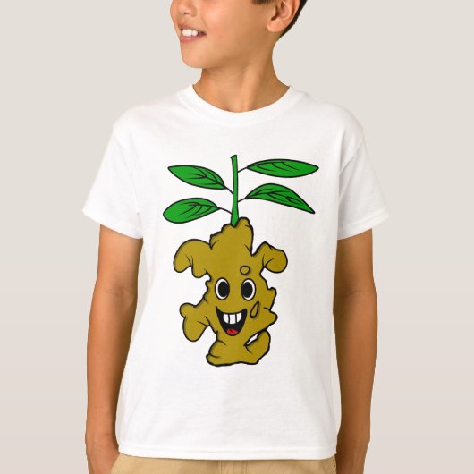 ジンガおもしろいー植物イラストレーション Tシャツ (正面)