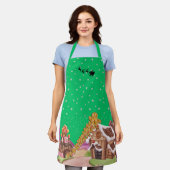 ジンガお洒落ーパンのクリスマスシーン緑 エプロン (着用した状態)