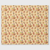 ジンガお洒落ーブレッドホリデーパターンオンベージュバック ラッピングペーパー (フラット)
