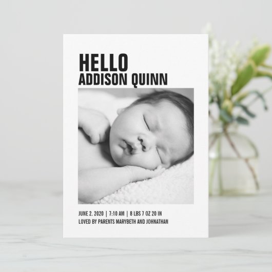 ジンガはっきりしたムプレイドベビー写真誕生のお知らせ 案内状 (スタンド正面)