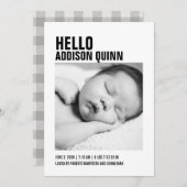 ジンガはっきりしたムプレイドベビー写真誕生のお知らせ 案内状 (正面/裏面)