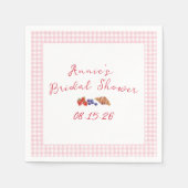 ジンガエレガントムサマーブランチブライダルシャワーピンク スタンダードカクテルナプキン (正面)