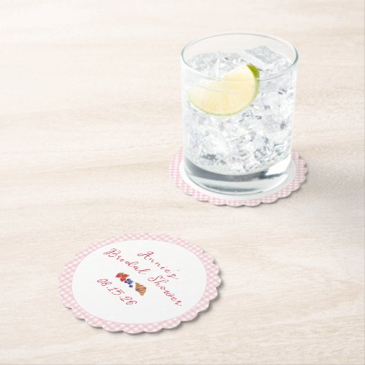 ジンガエレガントムサマーブランチブライダルシャワーピンク ペーパーコースター (インサイチュ)