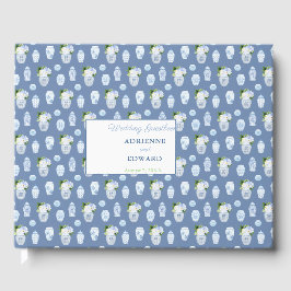 ジンガエレガントーのジャースブルーとホワイト結婚ズ ゲストブック