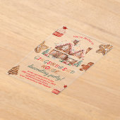 ジンガカラフルブレッド飾ハウスのパーティー アクリル招待状 (レイダウン)