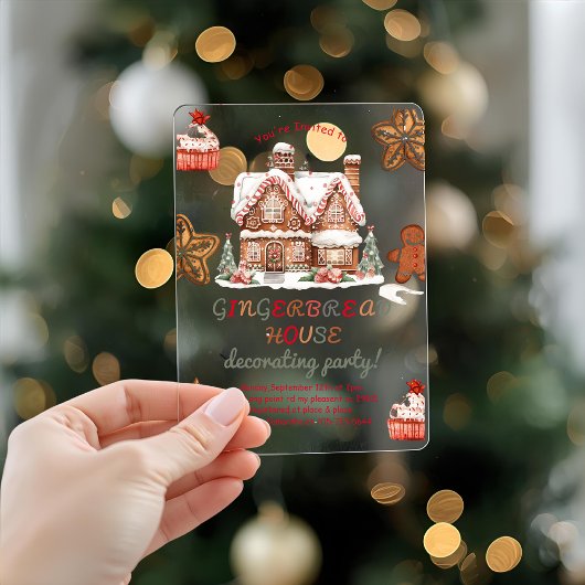 ジンガカラフルブレッド飾ハウスのパーティー アクリル招待状